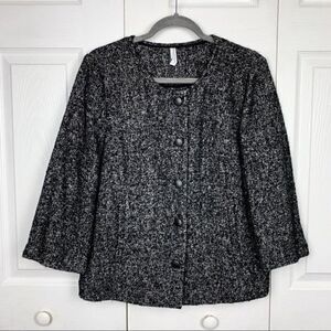 Katherine Barclay Montreal Canada Tweed Snap Front Jacket Blazer Size M
